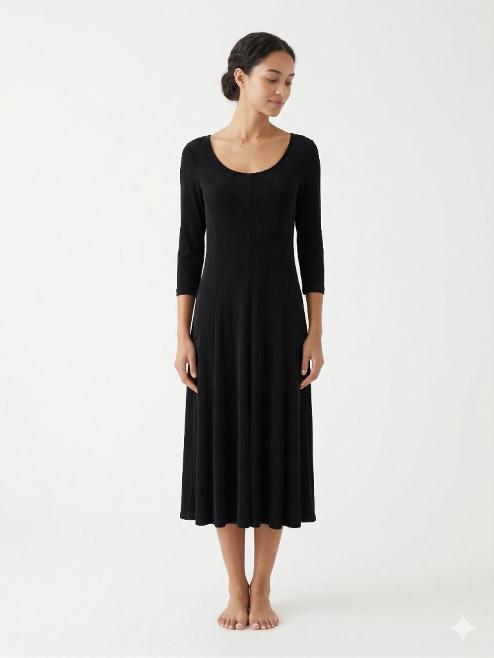 Kiara Dress Black Midi Minimalist Slinky Knit M